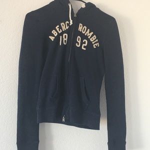 Navy Blue Abercrombie and Fitch Zip Up Sweater